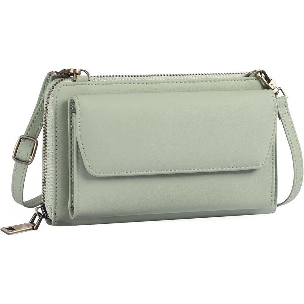 Women Z02 Green Phone Purse Crossbody Bags for Small Travel Wallet Touch Screen